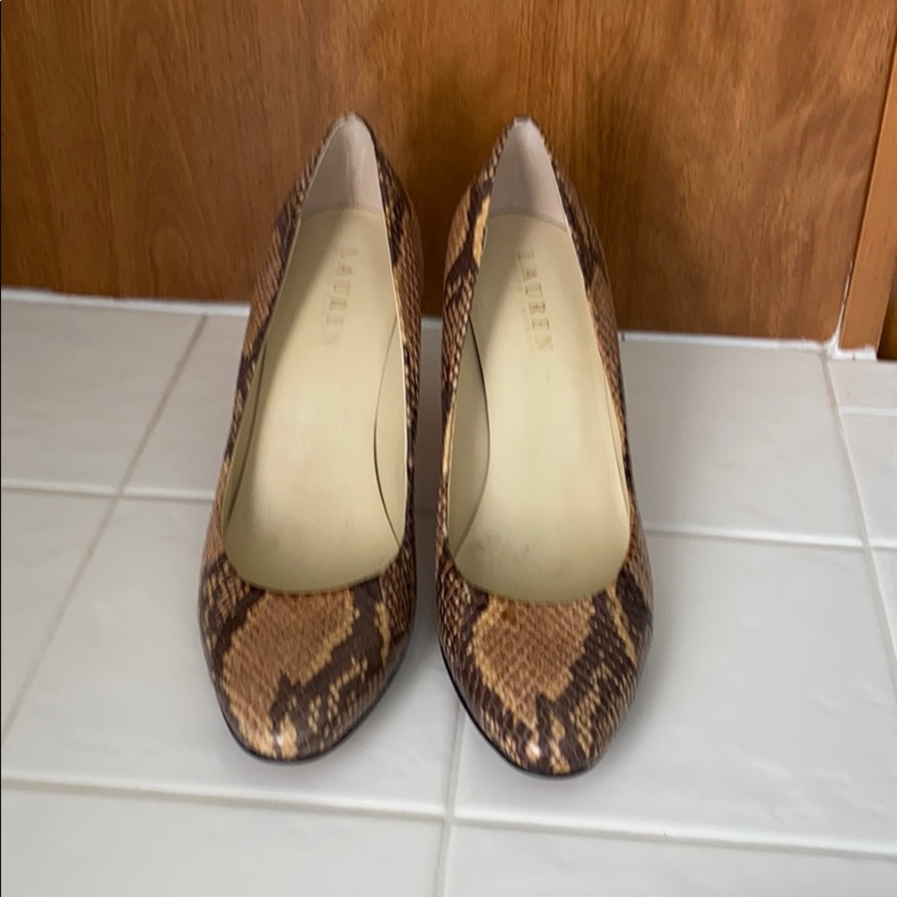 Ralph Lauren snakeskin 3” heels size 7.5